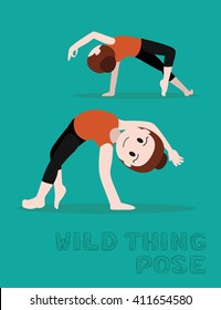 Yoga Wild Thing Pose Cartoon Vector Illustration