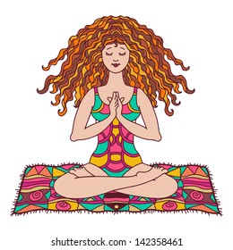 Yoga woman color isolated - vector