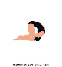 Yoga woman isolated. Young flexible woman in rabbit pose. Shashankasana. Vector illustration