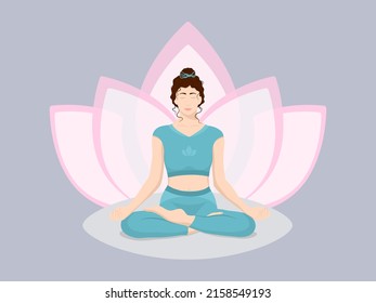 Yoga. Woman meditating. Peaceful person during meditation, yoga and spiritual practice. Artistic print for a healthy lifestyle.  