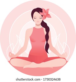 Yoga Woman in Meditation Sitting in Lotus Pose