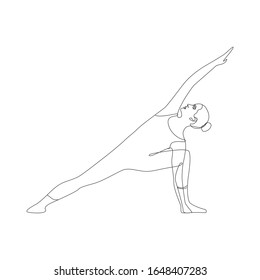Yoga woman one line drawing on white isolated background. Vector illustration 