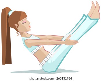 Yoga woman. Paripurna Navasana - Full Boat Pose. Illustration in vector format