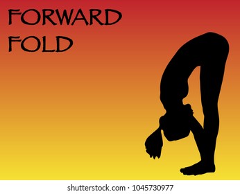 A yoga woman performing forward fold pose on a colourful background