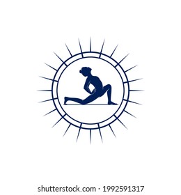 Yoga woman pose on circle background
