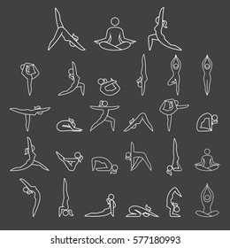 Yoga woman poses line icons style. Vector illustrations.