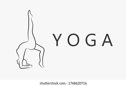 Yoga woman in yoga posture. Yoga woman line art vector illustration.