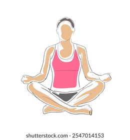 Yoga, woman practicing yoga, basic position. Isolated vector drawing illustration,