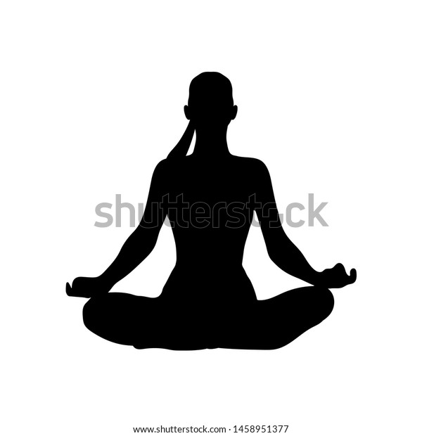 Yoga Woman Silhouette Isolated On White Stock Vector (Royalty Free ...