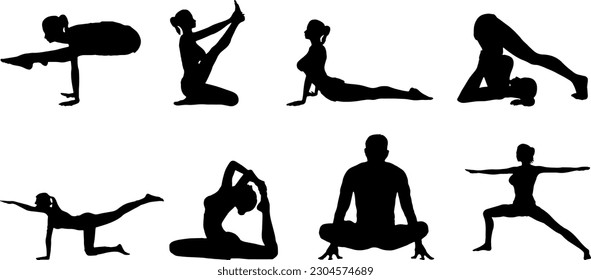 Yoga Woman Silhouette Vector Illustration Set
Vector Illustration of a Yoga Woman Silhouette Set