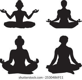 yoga. Woman yoga silhouette vector illustration. gymnastics meditation. vector yoga postures. Yoga Silhouette on a white background