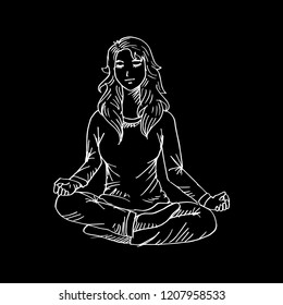 Yoga woman sitting in lotus pose