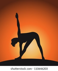 Yoga woman in triangle pose.Vector