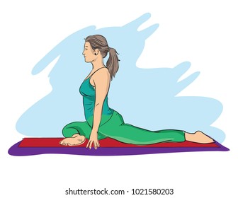 Yoga Women Illustration Vector Stock Vector (Royalty Free) 1021580203 ...