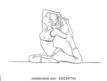 Yoga poses. Set of various yoga poses looking like a pencil drawing sketch.  | CanStock