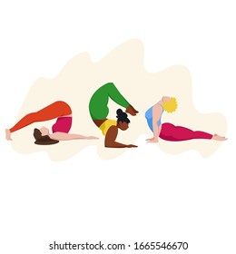 yoga. women in yoga poses. vector image of people engaged in sports