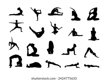 Yoga Women Silhouette Element Set