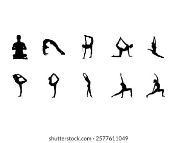 Yoga Women Silhouette Element Set