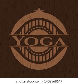 Yoga wood emblem. Vintage. Vector Illustration.
