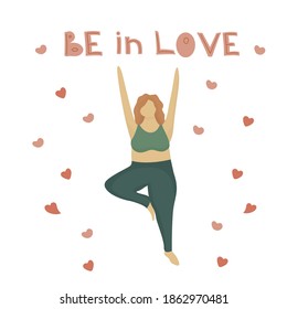 Mujeres de yoga más tamaño. Estar enamorado. Ilustración del vector
