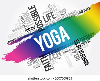 Yoga word cloud collage, concept background