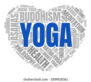 Yoga Word Cloud. Vector Collage Made of Popular Tags