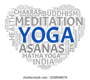 Yoga Word Cloud. Vector Collage Made of Popular Tags