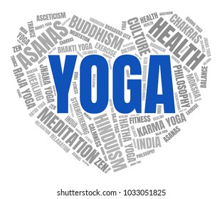 Yoga Word Cloud. Vector Collage Made of Popular Tags