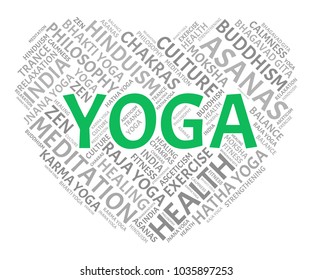 Yoga Word Cloud. Vector Collage Made of Popular Tags