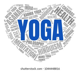 Yoga Word Cloud. Vector Collage Made of Popular Tags