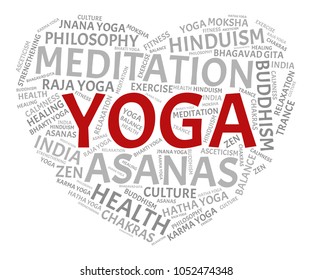 Yoga Word Cloud. Vector Collage Made of Popular Tags