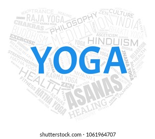 Yoga Word Cloud. Vector Collage Made of Popular Tags