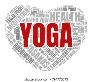 Yoga Word Cloud. Vector Collage Made of Popular Tags
