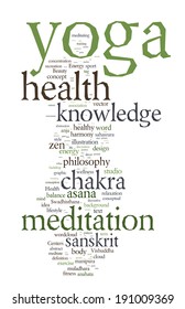 YOGA. Word collage on white background. Vector illustration.