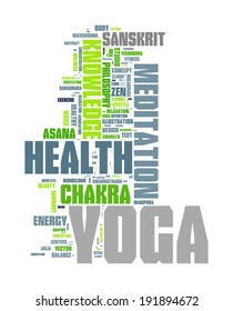 YOGA. Word collage on white background. Vector illustration.