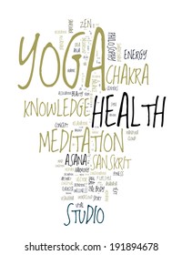 YOGA. Word collage on white background. Vector illustration.