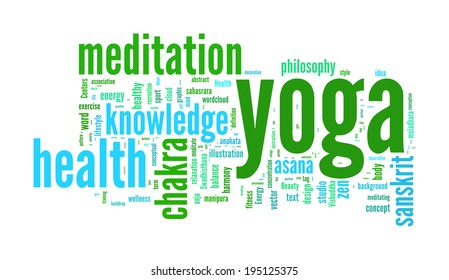 YOGA. Word collage on white background. Vector illustration.