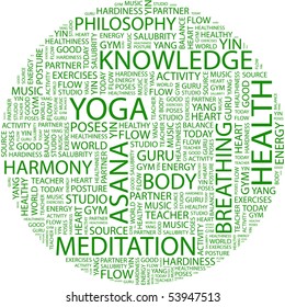 YOGA. Word collage on white background. Vector illustration.