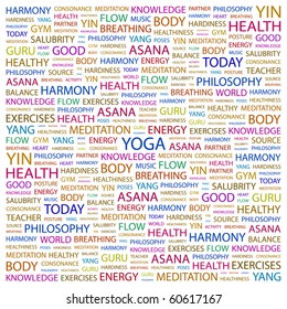 YOGA. Word collage on white background. Illustration with different association terms.