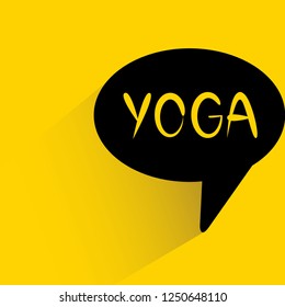 yoga word in speech bubble on yellow background