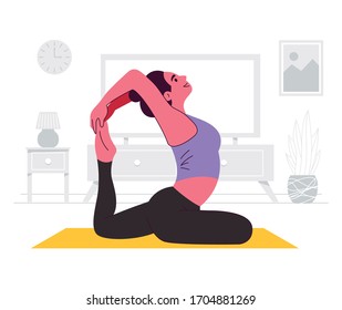 Yoga-Training zu Hause Vektor-Illustration