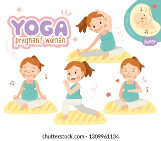 yoga young mom pregnant exercise