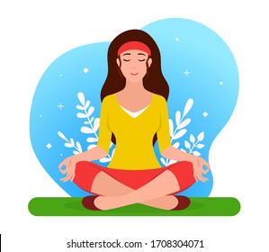 Hijab Girl Namaste Yoga Pose Exercise Stock Vector (Royalty Free ...