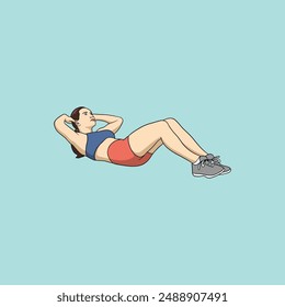 Yoga young woman in sportswear Smiling relaxed girl Meditation and stress relief Vector illustration