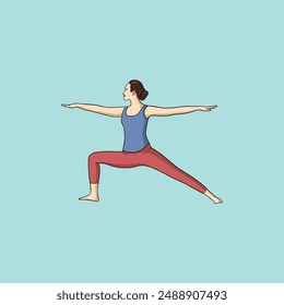 Yoga young woman in sportswear Smiling relaxed girl Meditation and stress relief Vector illustration