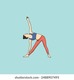 Yoga young woman in sportswear Smiling relaxed girl Meditation and stress relief Vector illustration