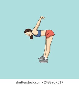 Yoga young woman in sportswear Smiling relaxed girl Meditation and stress relief Vector illustration