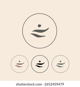 Yoga, Zen e Meditação Linear Ícones e Logotipos, Logotipo Monoline de Flor de Planta de Folha. Símbolo premium criativo universal. pedra elemento de ioga