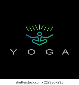 Yoga, Zen and Meditation logos, linear icons and elements. Bohemian style minimalist illustrations in gradient colors. Vector design