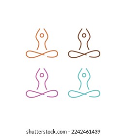 YOGA ZEN SIGN, SYMBOL, LOGO IN 4 COLOR VARIANTS ISOLATED ON WHITE